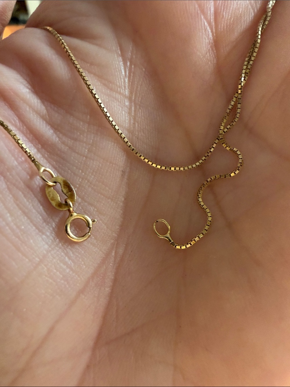 Gold 14k Necklace - Gold box link chain 17inch - Picture 4 of 5